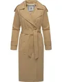 Ragwear Damen lange Übergangsjacke eleganter Mantel Klassischer Trenchcoat Longtrench YOUMODO Sand Gr. S