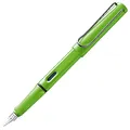 Lamy safari green Füller - Füllhalter mit ergonomischem Griff & polierter Linkshänder-Stahlfeder (LH) in Strichbreite M – robuster ASA-Kunststoff - inkl. Tintenpatrone T 10 blau