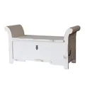 Bank ADNA weiß Truhe Sitzbank massiv Mangoholz edles Shabby Finish Landhaus
