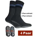 Cocain underwear ABS-Socken 4 Paar warme Anti Rutsch Socken ABS Stoppersocken Noppen Haussocken (4-Paar) ohne einschneidendes Bündchen schwarz 39-42
