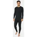 DANISH ENDURANCE Funktionsshirt Merino Baselayer Funktionsunterwäsche Set, Langarm Shirt & Hose, Temperaturregulierend schwarz XL