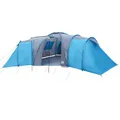 vidaXL Kuppelzelt, Familienzelt für 12 Personen Wasserdicht, Campingzelt mit Abnehmbarem Überzelt Insektenschutz, Outdoor Zelt Gruppenzelt, Blau
