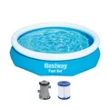 Aufstellpool Garten-Swimmingpool mit Filterpumpe Pool blau rund Ø 305 x 66 cm