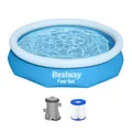 Aufstellpool Garten-Swimmingpool mit Filterpumpe Pool blau rund Ø 305 x 66 cm