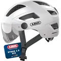 ABUS Stadthelm Hyban 2.0 ACE - Fahrradhelm mit Visier, Licht und ABS-Hartschale - für Damen und Herren - Weiß, Größe M​