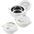 3/6tlg. KING® Thermobehälter-Set CITRUS ca. 5.3L / 3x Thermobehältergrößen: 1200ml, 1600ml und 2500ml / Farbe: Weiß mit Motiv - Weiß
