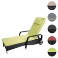 Poly-Rattan Sonnenliege Carrara, Relaxliege Gartenliege Liege, Alu ~ anthrazit, Kissen hellgrün