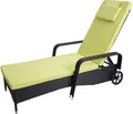 HW Gartenliege Poly-Rattan Carrara Alu-anthrazit grün Sonnenliege Poolliege