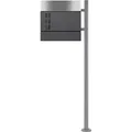 ECD Germany Standbriefkasten Anthrazit/Silber mit Zeitungsfach Standfuß Silber