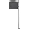 Ecd Germany Standbriefkasten Mit Zeitungsfach, Briefkasten Mit Pfosten, Briefkastenständer Silber 120 Cm