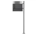 ML-DESIGN Standbriefkasten Wandbriefkasten Briefkasten Postkasten mit Zeitungsfach inkl. Standfuß, Briefkastenanlage mit Ständer Silber 120cm Mailbox mit Pfosten