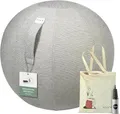 VLUV BOL STOV Sitzball Büro ergonomisch - Gymnastikball mit waschbarem Stoffbezug, atmungsaktiv, mit Tragegriff und Wegrollschutz - für Home Office und Schwangerschaft - Concrete - 60 bis 65 cm
