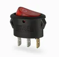 Wippschalter ON/OFF mit roter LED, 3-polig, oval, 6A 250V~, schwarz, Snap-In