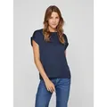 Vila Kurzarmshirt VIELLETTE S/S SATIN TOP - NOOS Kunstfaser, regular fit blau M (38)