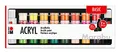 Marabu 1210000000208 - Großes Einsteigerset Acrylfarben Basic, 32 x 3,5 ml und 2 x 59 ml, auf Wasserbasis, wasserfest und lichtbeständig, schnelltrocknend für Keilrahmen, Papier, Pappe, Holz
