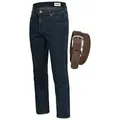 Wrangler Straight-Jeans Texas Authentic Straight Herren-Strechjeans mit Gürtel blau|braun W42