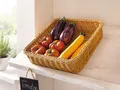 Auslagekorb aus Poly Rattan 40x40 cm, Regal Obst Brot Servier Buffet Flecht Korb