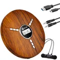 KLIM Discman - Tragbarer CD Player mit eingebautem Akku - NEU - inklusive KLIM Fusion Kopfhörer Kompakter Mini Portable CD Player, kompatibel mit CDR, CDRW und MP3 - Holz