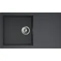 Granitspüle - Spülbecken - Küchenspüle - 78 x 46 cm - Black Metallic - Einbauspüle - Kratzfest, Elegant, Platzsparend, mit Siphon, Carlo 78 - Schwarz