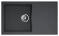 MODERNO | Granitspüle Carlo 78 Black Metallic 78x46cm Einbauspüle mit Siphon