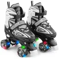 Apollo Rollschuhe LED Rollschuhe größenverstellbar Super Quads X-Pro, größenverstellbare Roller Skates für Mädchen und Jungen - Größen 31-42 schwarz L (39-42)