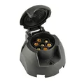 UNITEC Steckdose 7-polig, Kunststoff, Anhängersteckdose, mit Schraubanschluss und Klappdeckel, wasserdicht, IP54, Belastbarkeit: 25 A bei 12 V, schwarz, 1 Stück