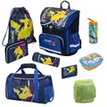 Blauer Pokémon Schulranzen mit Pikachu Motiv · Schulranzen Ergonomisch Leicht und Kompakt · 9-teiliges Einschulungs-Set für die 1. bis 4. Klasse - Blau