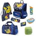 Pokémon Schulranzen für die 1. bis 4. Klasse · Ergonomisch, Kompakt, Leicht · Pokemon Schultasche mit Pikachu Motiv · Einschulungs-Set mit viel Zubehör (9-teiliges Set, Blau)