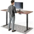 DESKSPACE PRO Plus Elektrisch höhenverstellbarer Schreibtisch, 180x80 cm Stehpult mit Memory-Funktion, Mahagoni Tischplatte, Schwarzes Gestell - Schwarz/Braun