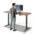 DESKSPACE PRO Plus Elektrisch höhenverstellbarer Schreibtisch - Ergonomischer Stehpult mit Memoryfunktion Kollisionschutz (Schwarzes Gestell, Mahagoni Tischplatte, 180 x 80 cm)