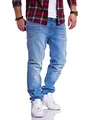 JACK & JONES Herren Jeans Clark ARIS Regular Fit Straight Leg Denim Herrenhose Light Blue Denim W32 L30