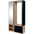 Minio, Garderobenset "MILO", Garderobe, 100 cm, Artisan Eiche / Schwarze Farbe