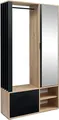 MINIO go for it - Garderoben Set Milo, 100cm Breit, Flurgarderoben Set mit Spiegel, mit Ablage und Schuhschrank, Garderobenschrank Flur, Vorzimmer Möbel, Farbe: Artisan Eiche/Schwarz matt