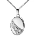 JEVELION Silberkette mit Medaillon oval Herzen-Ornament 925 Silber zum Öffnen für 2 Fotos (Foto Amulett Anhänger, für Damen und Mädchen), Herzkette Sterlingsilber - Länge wählbar 36 - 70 cm oder ohne Kette. silberfarben