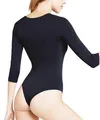 FALKE Damen Shapewear Ganzkörper-Body Stringbody W Bo Baumwolle Langarmbody 1 Stück, Blau Marine 6179, XL 46-48