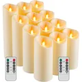 LED Kerzen, , Fernbedienung, 12 Stück, für Innen & Außen, Kunststoff