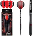 Karella Steeldart Figther 90% Tungsten Steeldart, 24g, für Klassische Dartscheibe, 3 Dartpfeile mit Metallspitze, Dartboard, Wolfram, Profidart mit Flight und Shaft