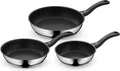 WMF Pfannen-Set Devil, Bratpfannen Induktion, leistungsstarke Antihaftversiegelung, Cromargan® Edelstahl Rostfrei 18/10 (Set, 3-tlg., 3x Pfannen Ø 20/24/28 cm), für alle Herdarten geeignet, ergonomischer Kunststoffgriff