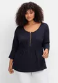 sheego by Joe Browns Große Größen: Shirt mit Biesen und Volantärmeln, nachtblau, Gr.40/42-56/58 15551700035
