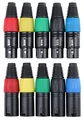 Pronomic Steckerset XLR-Male 5-Stück, XLR-Female 5-Stück (zur Kabelkonfektionierung, Montage, Hochwertige Spannzangen-Zugentlastung, stabiles Druckguss-Gehäuse) farbig