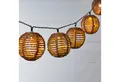 Lights4fun LED-Lichterkette 10er Solar Lichterkette Rattan Kugeln