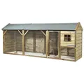FATMOOSE Hühnerstall mit Auslauf CosyChicken Cottage aus massivem Holz, Premium Hühnerhaus - witterungsfest, raubtiersicher, für Familien L363 x B95 cm | Spitzdach