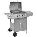 vidaXL Gasgrill 4+1 Flammen Silbern