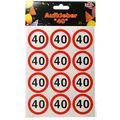 24 x Aufkleber, Sticker 40. Geburtstag, Dekoration *Verkehrsschild* rot US 473