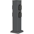 ledscom.de Garten Steckdosensäule POLLY für außen, IP44, 4-fach, Edelstahl, anthrazit, eckig, 40 cm
