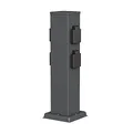 ledscom.de Garten Steckdosensäule Polly für außen, IP44, 4-Fach, Edelstahl, anthrazit, eckig, 40 cm