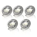 5 Set LED Einbaustrahler 5,5W Dimmbar Schwenkbar 68mm IP23 Flach Warmweiß Nickel