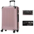 YONSLY Hartschalen-Trolley Premium Hartschalen-Reisekoffer Trolley Kabinenkoffer, 4 Rollen, TSA-Schloss, YKK-Reißverschluss, austauschbare Rollen & Griffe 76 cm