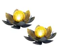 GLOBO LIGHTING LED Solarleuchte, LED-Leuchtmittel fest verbaut, 2er Set LED Solar Außen Lampen Lotus Blumen Garten Beleuchtung