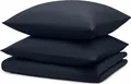 Blumtal Bettwäsche 155x220cm + 2x Kissenbezug 40x80cm - Mikrofaser Bed Sheets 155x220cm - 3-er Set Bettwäsche Dunkelblau